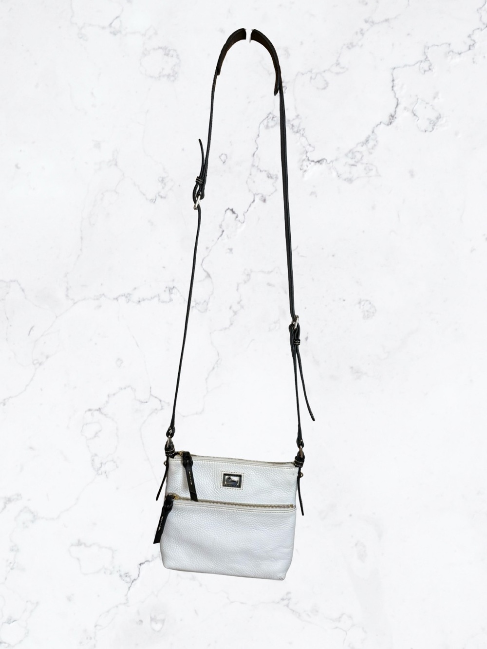 Dooney & Bourke White Crossbody with Black Strap
